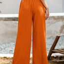 Essnce pantalones casuales sueltos de pierna ancha con bolsillos y cintura fruncida de unicolor para mujeres