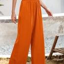 Essnce pantalones casuales sueltos de pierna ancha con bolsillos y cintura fruncida de unicolor para mujeres