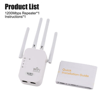 Repetidor de señal Wi-Fi inalámbrico de doble banda 2.4G/5G, 1200Mbps, amplificador de cobertura para el hogar, extensión de red y enrutador/AP