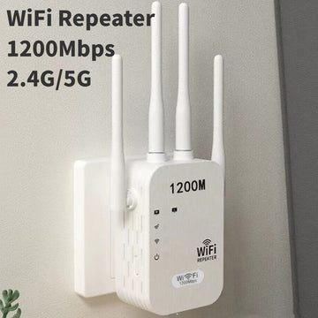 Repetidor de señal Wi-Fi inalámbrico de doble banda 2.4G/5G, 1200Mbps, amplificador de cobertura para el hogar, extensión de red y enrutador/AP