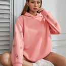 Moosta capucha con estampado de slogan de hombros caidos con forro termico