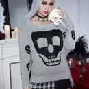 PUNK Jersey Halloween con patron de craneo de hombros caidos