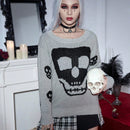 PUNK Jersey Halloween con patron de craneo de hombros caidos