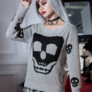 PUNK Jersey Halloween con patron de craneo de hombros caidos