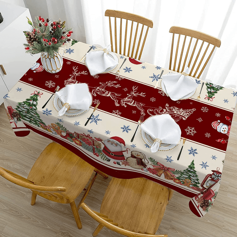 Mantel rectangular con tema navideño para reuniones en casa, ideal para decorar mesas de comedor y mesas de centro