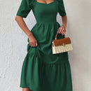 Prive Vestido escote corazon de manga farol bajo con fruncido