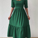 Prive Vestido escote corazon de manga farol bajo con fruncido