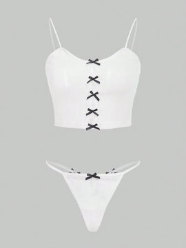 ROMWE Kawaii Set de lenceria con diseno de lazo