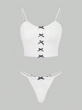 ROMWE Kawaii Set de lenceria con diseno de lazo