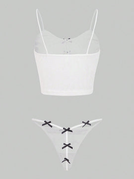 ROMWE Kawaii Set de lenceria con diseno de lazo