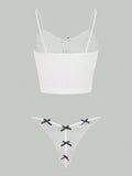 ROMWE Kawaii Set de lenceria con diseno de lazo