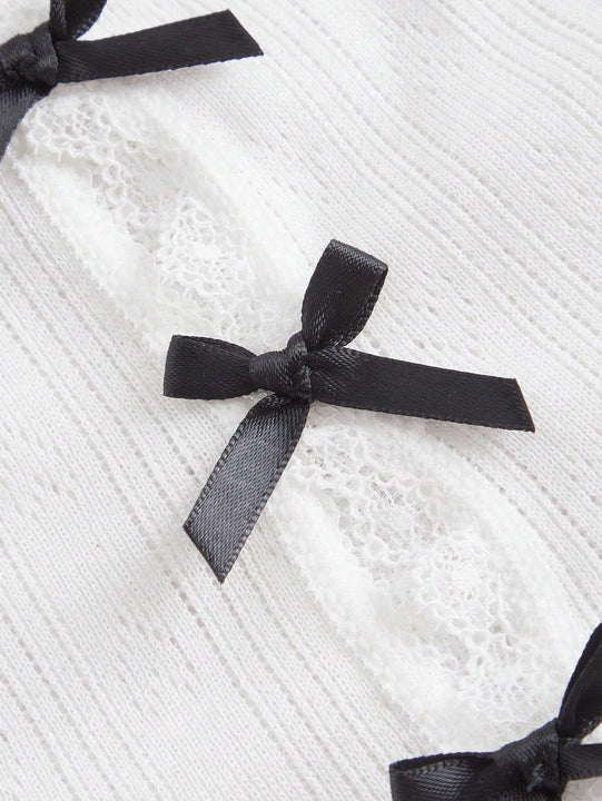 ROMWE Kawaii Set de lenceria con diseno de lazo