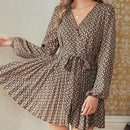 Frenchy Vestido con cinturon con estampado de manga farol