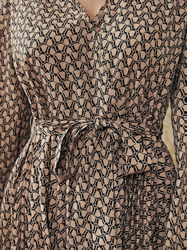 Frenchy Vestido con cinturon con estampado de manga farol