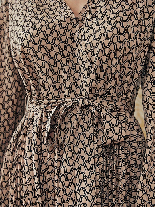 Frenchy Vestido con cinturon con estampado de manga farol