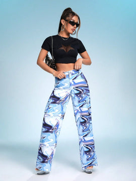 ICON Jeans cargo con bolsillo con solapa y estampado integral