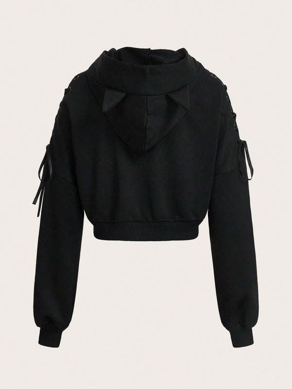 Ezwear capucha halloween con diseno de cordon con ojal de hombros caidos