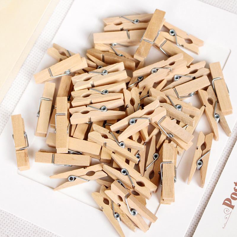 50/100 Piezas, Clips De Madera Natural, Miniclips De Fotos, Clips De Decoración Artesanal, Clips De Secado De Ropa Para Calcetines, Pinzas Para La Ropa Del Hogar, De 25mm