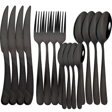 1 Juego De 16 Piezas, Vajilla De Acero Inoxidable, Cubiertos Con Espejo, Juego De Cubiertos Con Tenedor, Cuchara Y Cuchillo, Juego De Vajilla Para El Hogar Y El Hotel, Artículos De Cocina, Artículos De Cocina, Suministros De Cocina