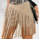 Essnce Skort ribete con fleco de serraje falso sin cinturon