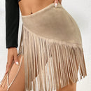 Essnce Skort ribete con fleco de serraje falso sin cinturon