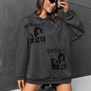 Ezwear sudadera con capucha con grafico de retrato con eslogan de manga larga y caida de hombros roja para mujer de otono/invierno