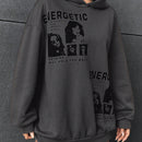 Ezwear sudadera con capucha con grafico de retrato con eslogan de manga larga y caida de hombros roja para mujer de otono/invierno