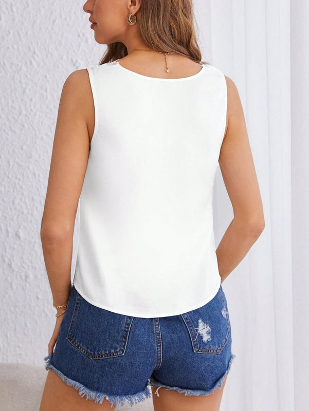 Prive Blusa con encaje en contraste de saten