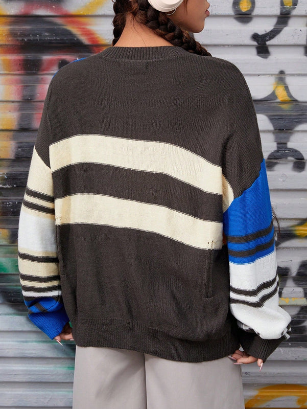 PETITE Jersey de color combinado de hombros caidos