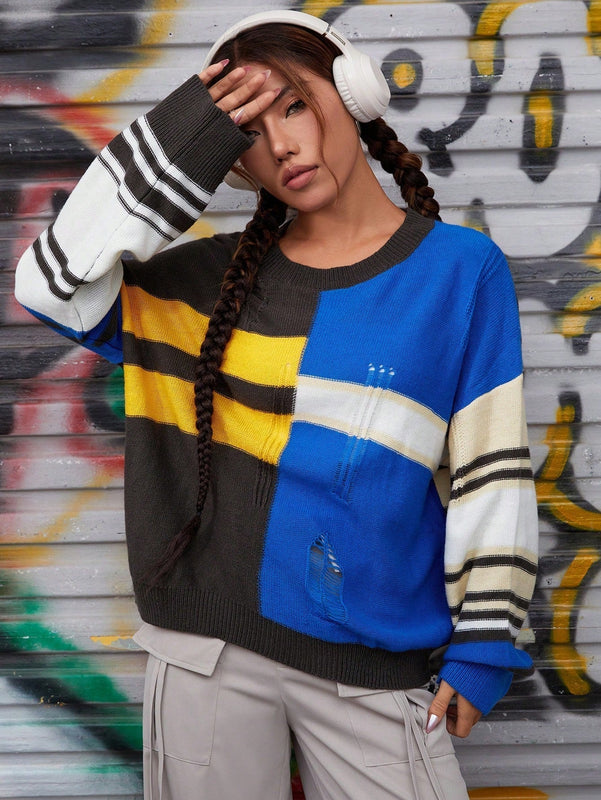 PETITE Jersey de color combinado de hombros caidos