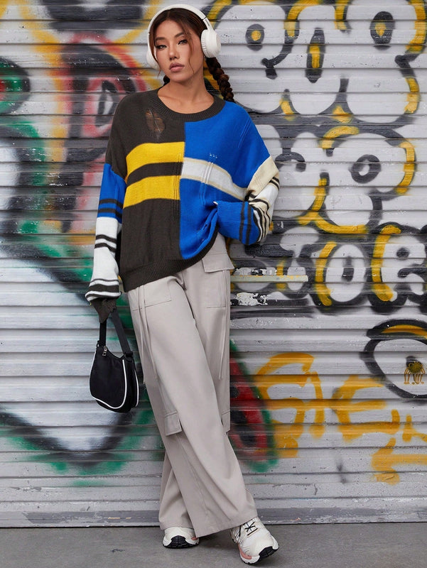 PETITE Jersey de color combinado de hombros caidos