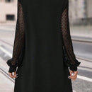 Vestido estilo camiseta con encaje en contraste de manga farol