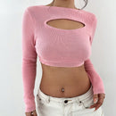 Qutie Jersey crop con abertura delantera