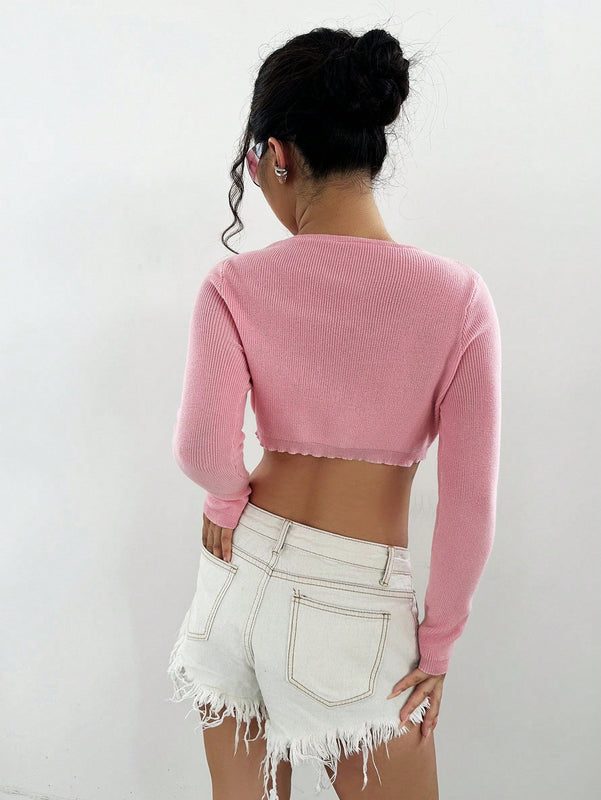 Qutie Jersey crop con abertura delantera