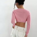 Qutie Jersey crop con abertura delantera