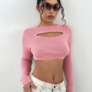 Qutie Jersey crop con abertura delantera