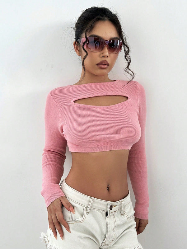 Qutie Jersey crop con abertura delantera