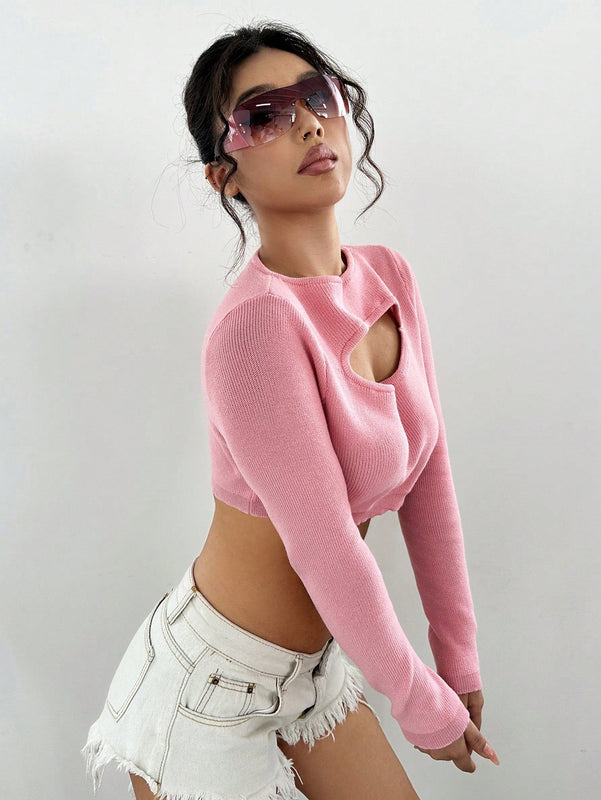 Qutie Jersey crop con abertura delantera