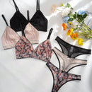 3 piezas Conjunto de lencería con encaje floral