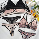 3 piezas Conjunto de lencería con encaje floral