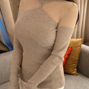 DAZY Jersey de cuello cisne de malla en contraste tejido de canale