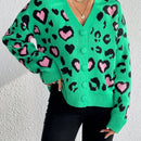 Essnce cardigan de manga larga con hombros caidos y estampado de leopardo para mujer, otono/invierno