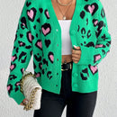 Essnce cardigan de manga larga con hombros caidos y estampado de leopardo para mujer, otono/invierno