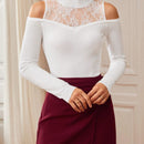 Frenchy Jersey De Mujer Con Hombros Descubiertos Y Parche De Encaje