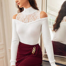 Frenchy Jersey De Mujer Con Hombros Descubiertos Y Parche De Encaje