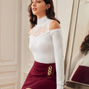 Frenchy Jersey De Mujer Con Hombros Descubiertos Y Parche De Encaje