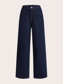 EZwear Jeans unicolor de pierna ancha