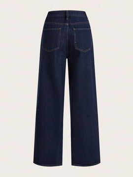 EZwear Jeans unicolor de pierna ancha