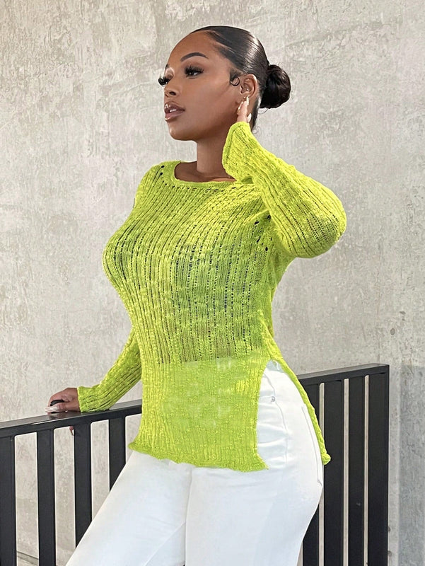 SXY Jersey unicolor bajo con abertura