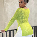SXY Jersey unicolor bajo con abertura